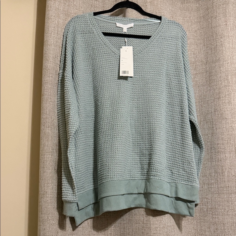 NWT Adyson Parker Textured V-Neck Sweater in Soft Blue 2X - Picture 1 of 3